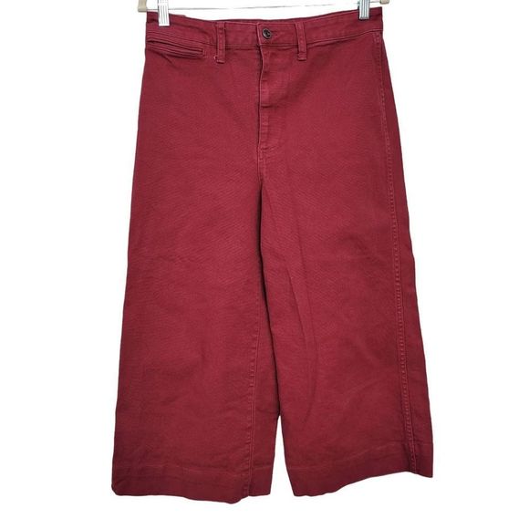 Madewell High Waist Wide Leg Crop Pants Dusty Burgundy 29 - Picture 2 of 8